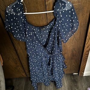 Polka dot baby blue mini dress